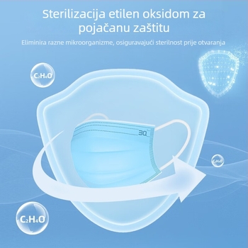 Maska za odrasle, medicinska, jednokratna, trostruka, s Melt-Blown netkanom tkaninom, sterilna, paket 10 komada