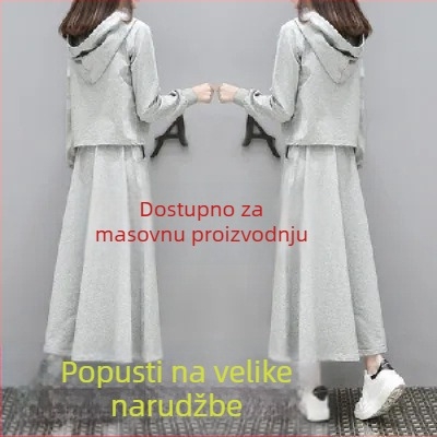Ženski set s dugim rukavima i suknjom, casual korejski stil chic, dvodijelni set, jesen 2025