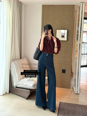 Youmo 17002 Traperice visokog struka od elastičnog denima – bootcut, blago proširene