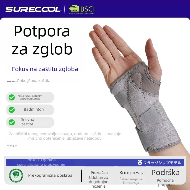 prozračan štitnik zapešća s prilagodljivom stabilizacijom i uklonjivom čeličnom pločom