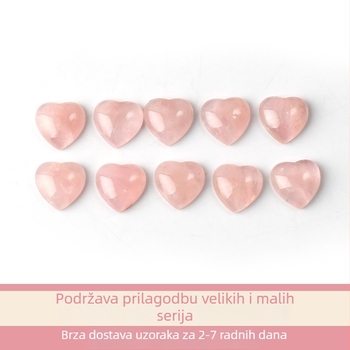 Prirodni ružičasti kristal u obliku srca s cabochonom, slobodan kamen za privjesak i prsten, poluproizvod kristala