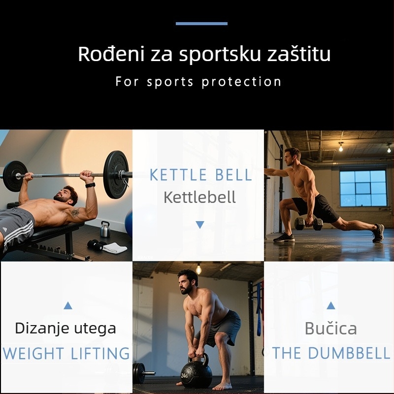 Visokoelastični zavoj za zglob za dizanje utega i fitness, kompresijski sportski zavoj za badminton, za muškarce i žene, širina 8 cm, duljina 53 cm