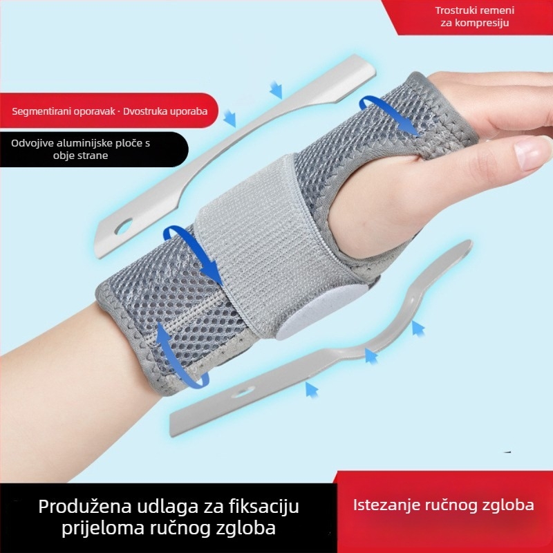 Naramnica zapešća za uganuća i ozljede zapešća, imobilizacijski štitnik za zglob, podrška za tetive i prijelome, ublažavanje boli, oporavak zgloba, unisex