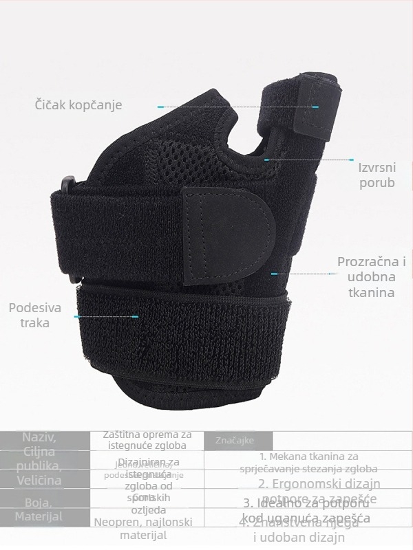 Prozračni immobilizer palca i zgloba šake za sportske ozljede i rehabilitaciju