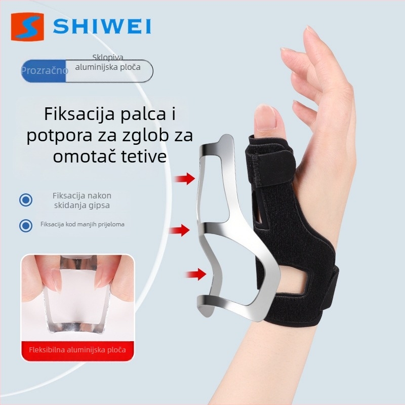 Zglob za zglob s fiksacijom palca i sklopnom aluminijskom pločom podrške, prozračan, lagan, dvostruke trake s podesivom kompresijom