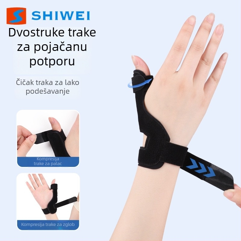 Zglob za zglob s fiksacijom palca i sklopnom aluminijskom pločom podrške, prozračan, lagan, dvostruke trake s podesivom kompresijom