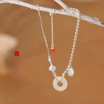 Ženski narukvica od Hetian jade s kopčom mira