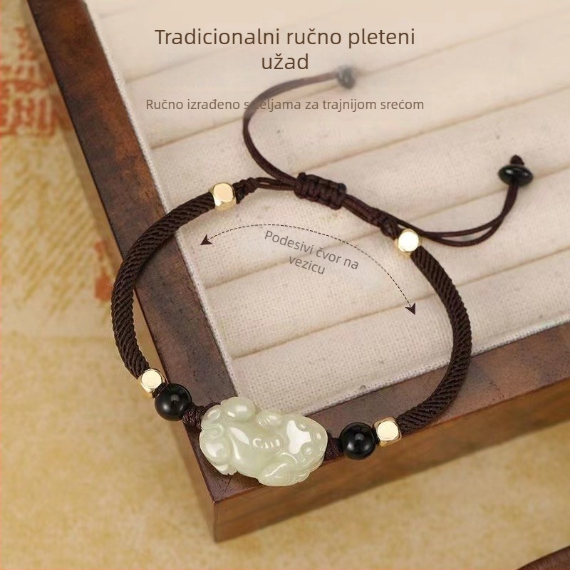Pixiu narukvica od Hetijanskog nefrita - unisex modni nakit za muškarce i žene