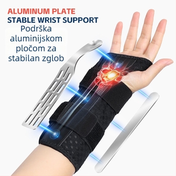 Prozračni perforirani zglobni pojas s aluminijskom pločom za potporu, dvostruke Velcro trake, podesiva kompresija, sportska potpora zgloba za odrasle