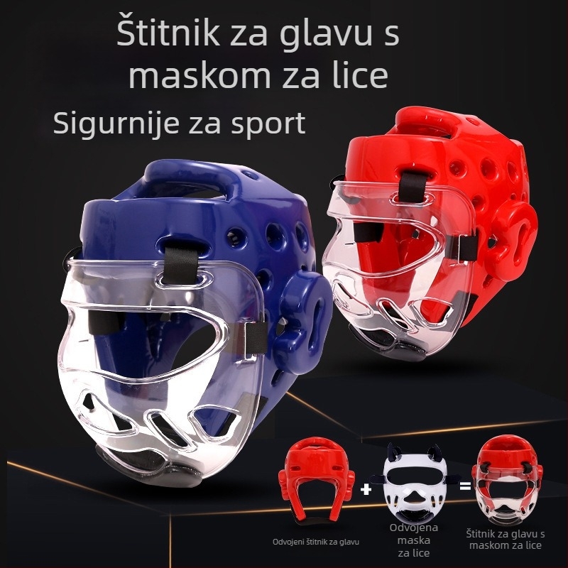 Kaciga za borilačke sportove s zaštitom lica i vratne zone — karate, sanda, taekwondo, boks (XS-XL)
