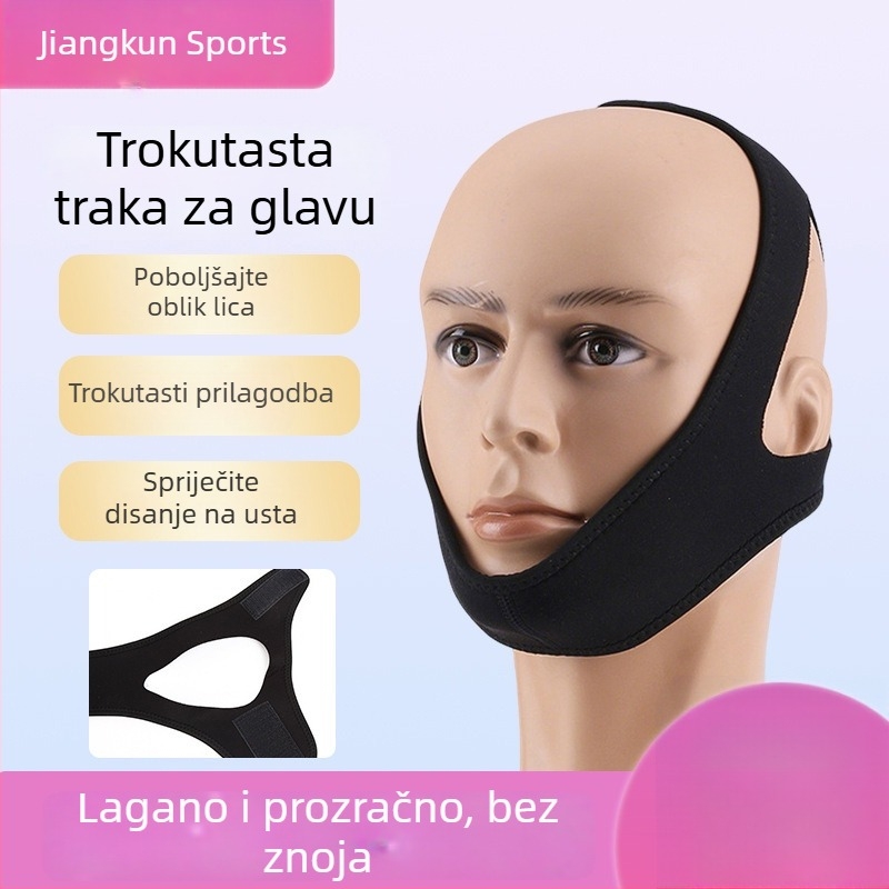 Trokutasta traka za glavu s zaštitom brade, kompresijska traka za lice i potpora čeljusti, pomoć pri disanju