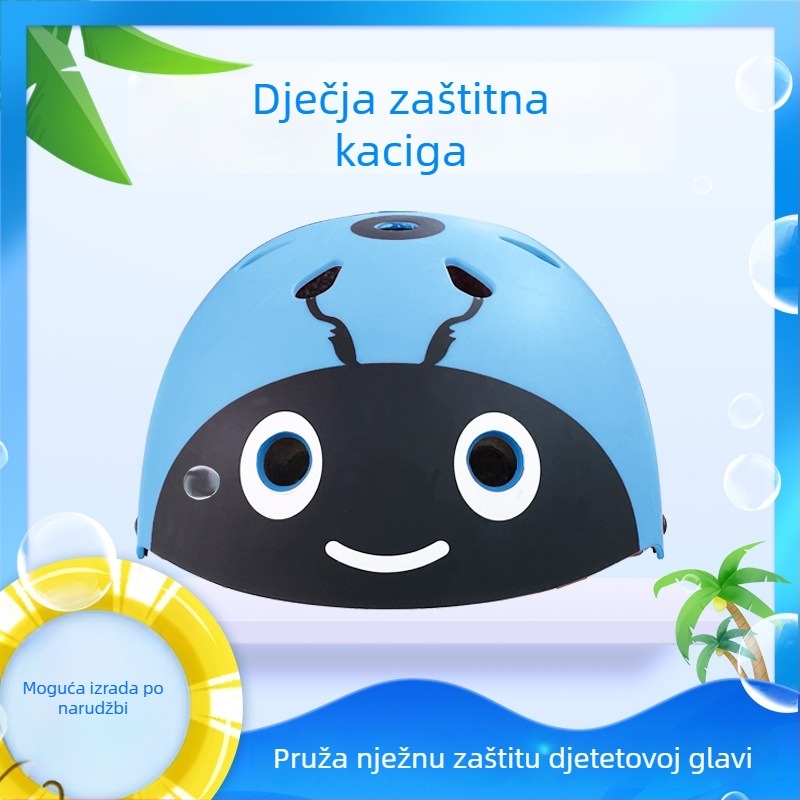 Dječja kaciga za bicikl s zaštitom vrata, crtić dizajn, pogodna za bicikle, skejtbord i električne bicikle, kaciga za sigurnost vožnje