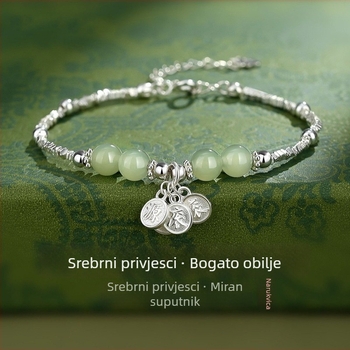 Slomljena srebrna narukvica za žene, modni imitacija Hetianskog jadea, 520 narukvica
