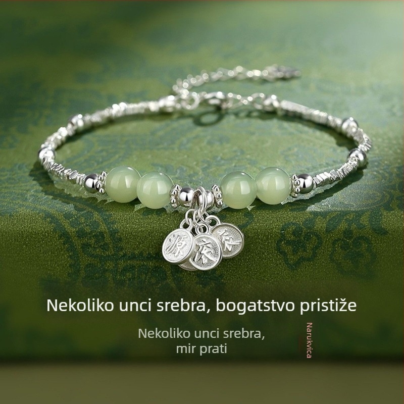 Slomljena srebrna narukvica za žene, modni imitacija Hetianskog jadea, 520 narukvica