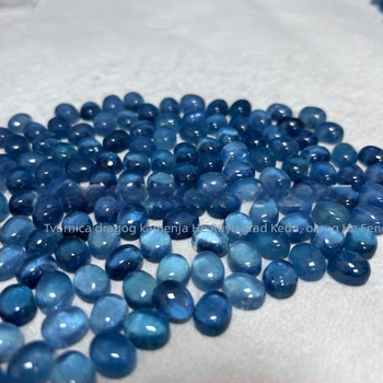 Prirodni akvamarin, ovalni cabochon, slobodan kamen, proziran, boja morsko-plava, 9×11 mm