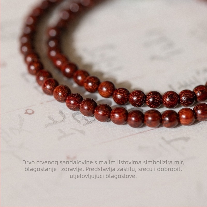 Narukvica od crvenog sandalovog drveta s tankim perlicama, jednostavna imitacija Hetianskog jadeita, retro literarni stil