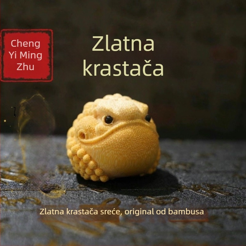 Čvrsto drveno bambusovo izrezbareno s krvlju draka i zlatom nitom, zlatna drška, amulet privlačenja bogatstva, zlatna žaba skulptura, rezba korijena bambusa
