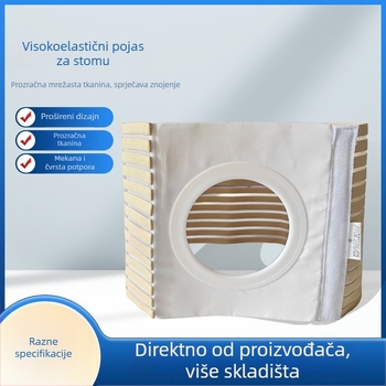 Prilagodljiv ostomski pojas s prozračnim elastičnim džepom za vrećicu i širim pojasom