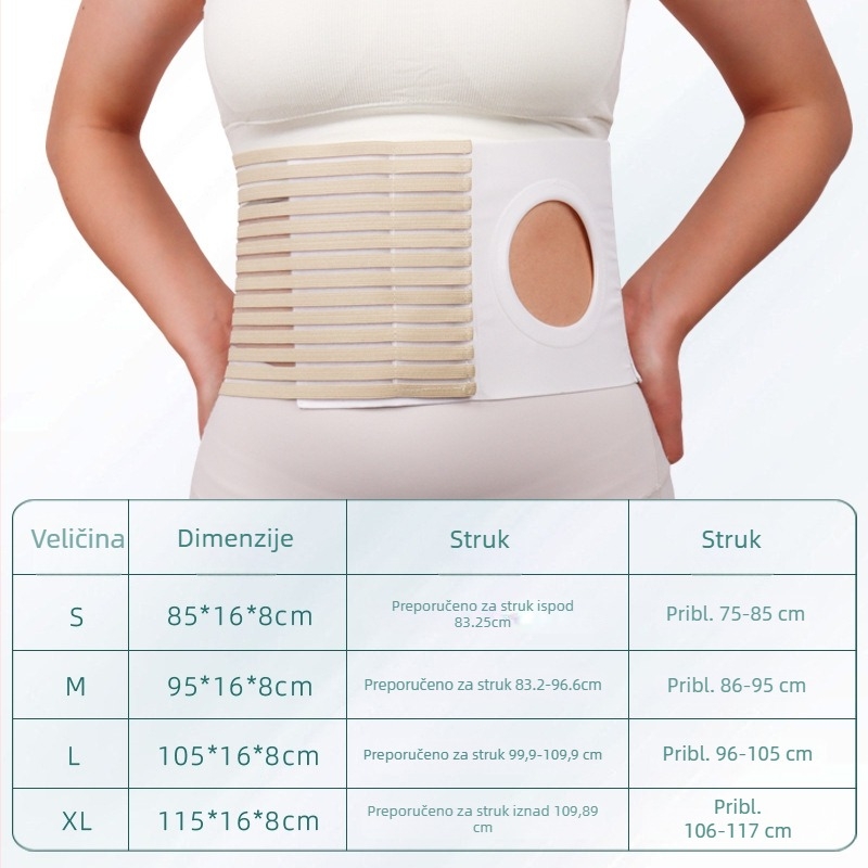 Prilagodljiv ostomski pojas s prozračnim elastičnim džepom za vrećicu i širim pojasom