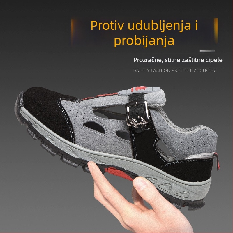 Muške sigurnosne cipele s čeličnim prstem, nubuk ili suede gornjište, prozračne za sve sezone, lagane, otporne na udar i proboj