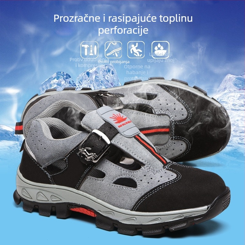 Muške sigurnosne cipele s čeličnim prstem, nubuk ili suede gornjište, prozračne za sve sezone, lagane, otporne na udar i proboj