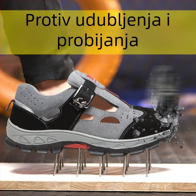 Muške sigurnosne cipele s čeličnim prstem, nubuk ili suede gornjište, prozračne za sve sezone, lagane, otporne na udar i proboj