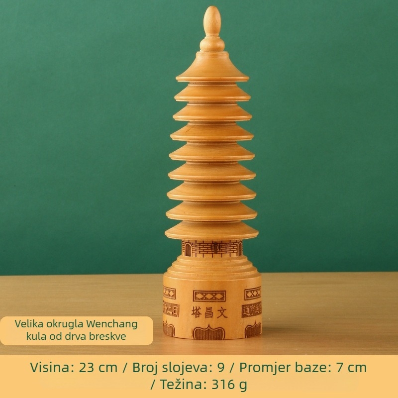 Okrugla drvena figurica Wenchang toranj, devetoslojna drvena dekoracija za stol