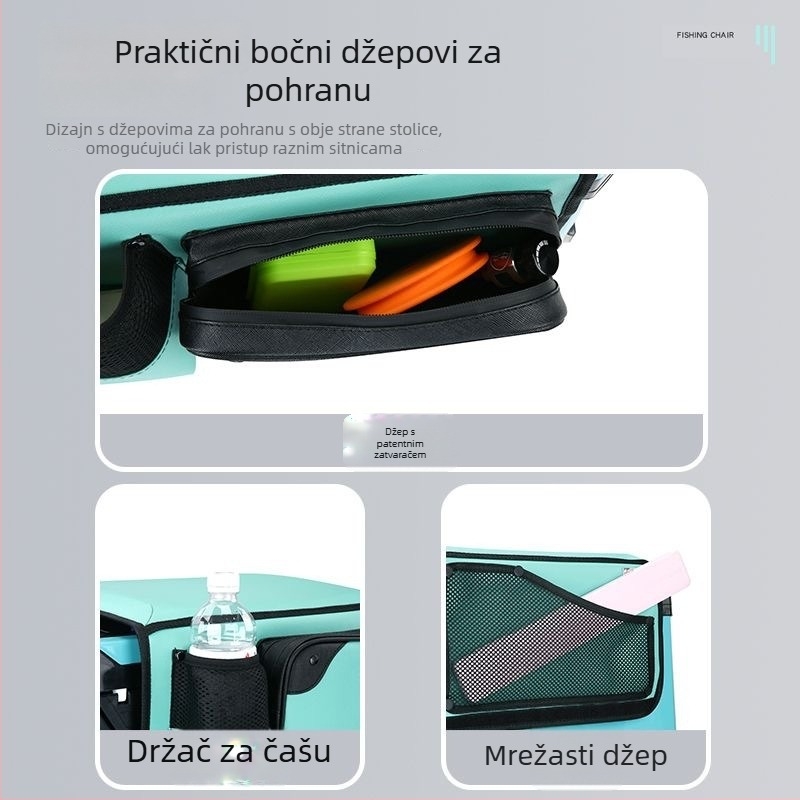 Jastuk za sjedenje za kutiju i stol za ribolov – višenamjenski debeli jastuk s bočnim džepom i pretincem za prsluk, kroz sve sezone, iznimno mekan