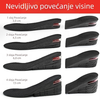 Ulošci za povećanje visine za čizme — nevidljivi udobni zračni jastuk, unutarnje podizanje, apsorpcija znoja, puni i djelomični ulošci