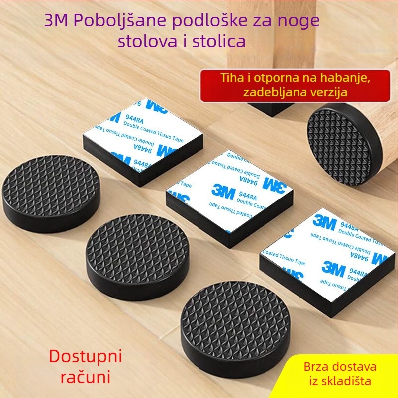 3m podloška za noge stola, povećana, protuklizna, tihi zaštitni podložak za noge namještaja, podizanje visine, otporan na habanje za stolove i stolice
