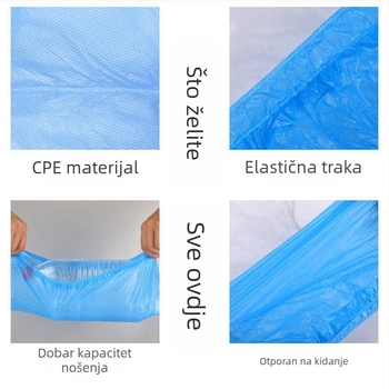 Izuzetno debeli CPE navlaci za cipele, jednokratni, otporni na trošenje potplata, vodootporni, zaštita od prašine za unutrašnju upotrebu, protuklizne, plastične navlake za stopala za muškarce i žene