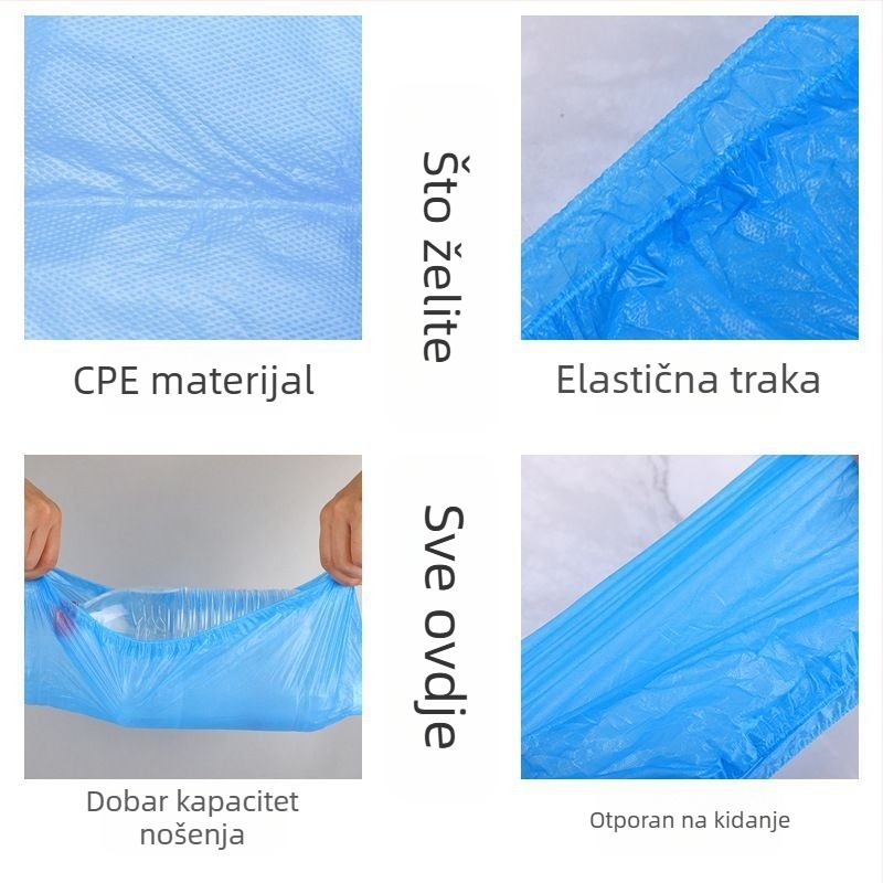 Izuzetno debeli CPE navlaci za cipele, jednokratni, otporni na trošenje potplata, vodootporni, zaštita od prašine za unutrašnju upotrebu, protuklizne, plastične navlake za stopala za muškarce i žene