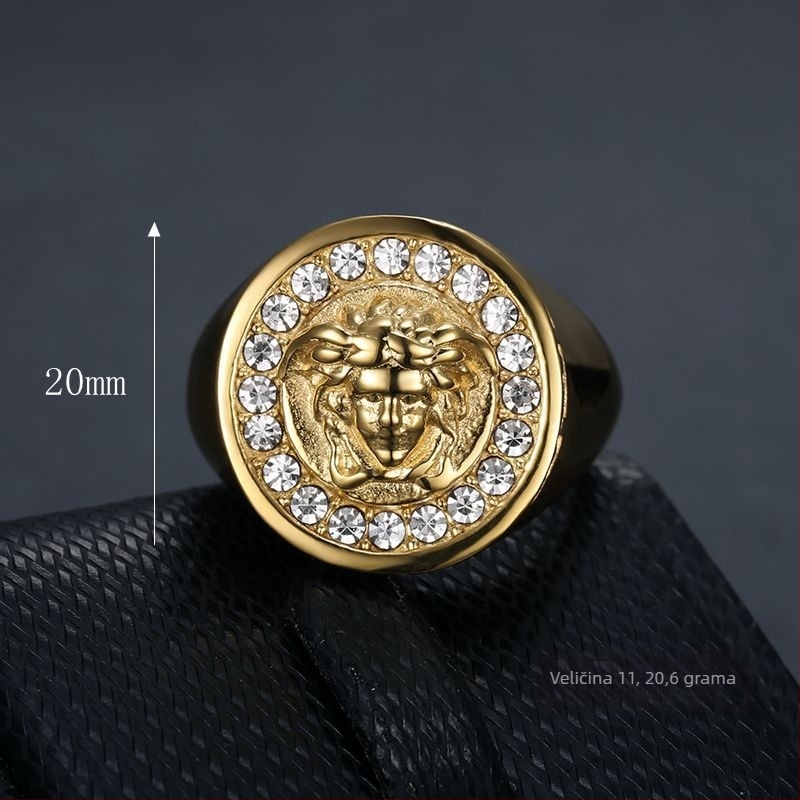 Unisex prsten inspiriran antičkom grčkom mitologijom, titan čelik, zlatno premazan vakuumskim premazom, hip-hop stil.