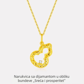 Ženski set nakita s teksturom usitnjenog leda, ogrlica s privjeskom u obliku tikve i narukvica s dijamantnim akcentima
