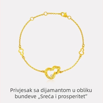 Ženski set nakita s teksturom usitnjenog leda, ogrlica s privjeskom u obliku tikve i narukvica s dijamantnim akcentima