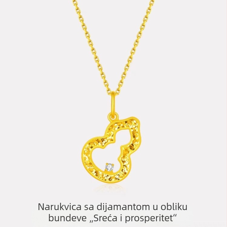 Ženski set nakita s teksturom usitnjenog leda, ogrlica s privjeskom u obliku tikve i narukvica s dijamantnim akcentima