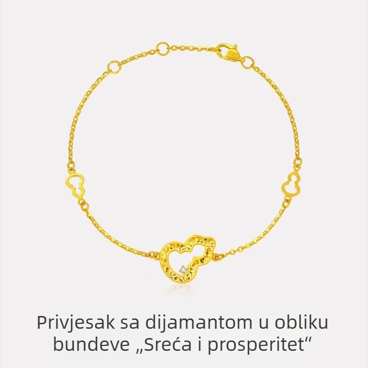 Ženski set nakita s teksturom usitnjenog leda, ogrlica s privjeskom u obliku tikve i narukvica s dijamantnim akcentima