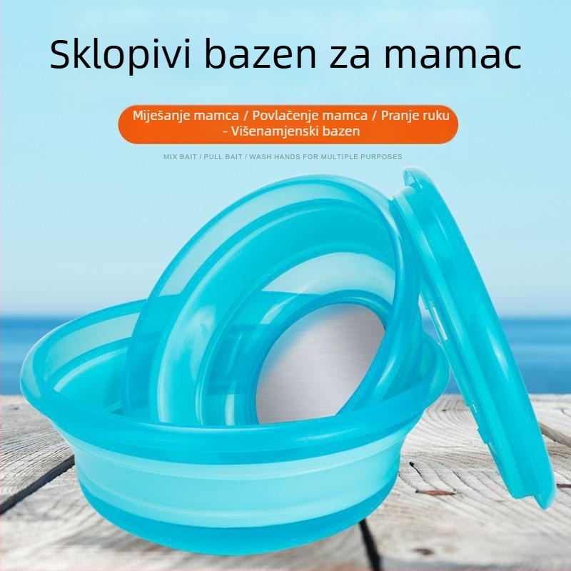 Sklopiva plastična posuda za mamce, prijenosna otvorena posuda za mamce
