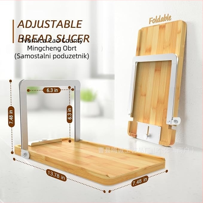 Drvena daska za rezanje kruha, podesiva, držač za tost i pecivo, kuhinjski dodatak