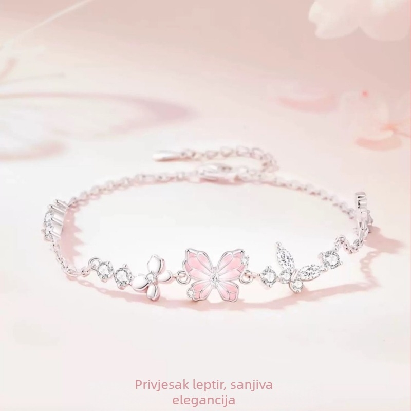 Narukvica s leptirima za žene, svježa i slatka, svestrana i moderna, personalizirana, lagani luksuz, dar za rođendan djevojci i najboljoj prijateljici.