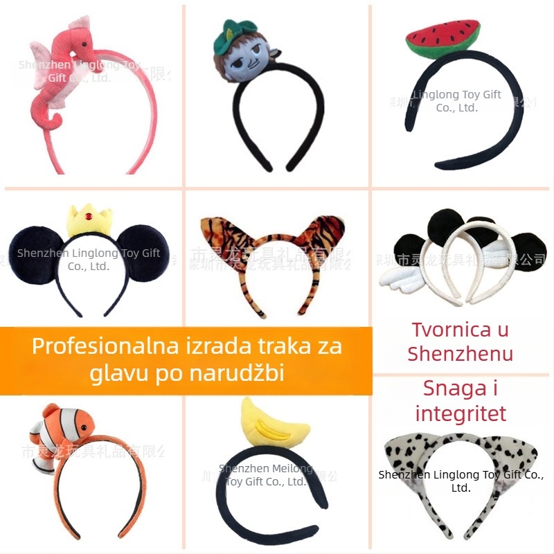 Prilagodljive trake za kosu s crtanim životinjama i plišanim figuricama za djecu
