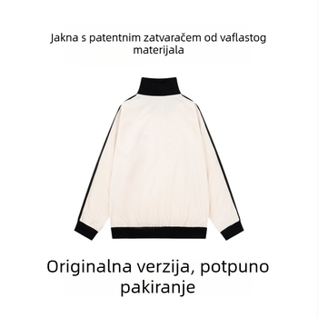 Ranojesenska nova ležerna sportska waffle pleteni kardigan sa stojećim ovratnikom za žene, klasičan prep stil, svestran