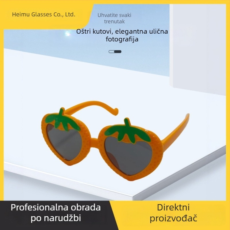Dječje sunčane naočale za djevojčice, karikatura stil, UV380 zaštita, polarizirane leće, okrugli okvir, motiv jagode, model 2025