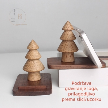 Kreativni drveni stalak za telefon u obliku drveta - minimalistički dizajn