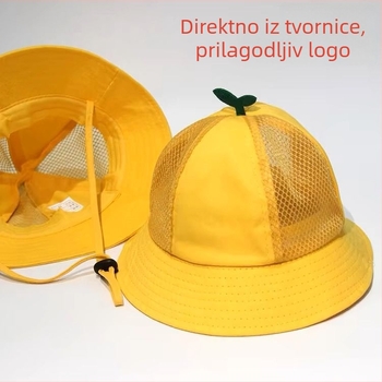 Dječji žuti bucket šešir za proljetne izlete – zaštita od sunca, širok obod, korejski stil, sladak i svestran
