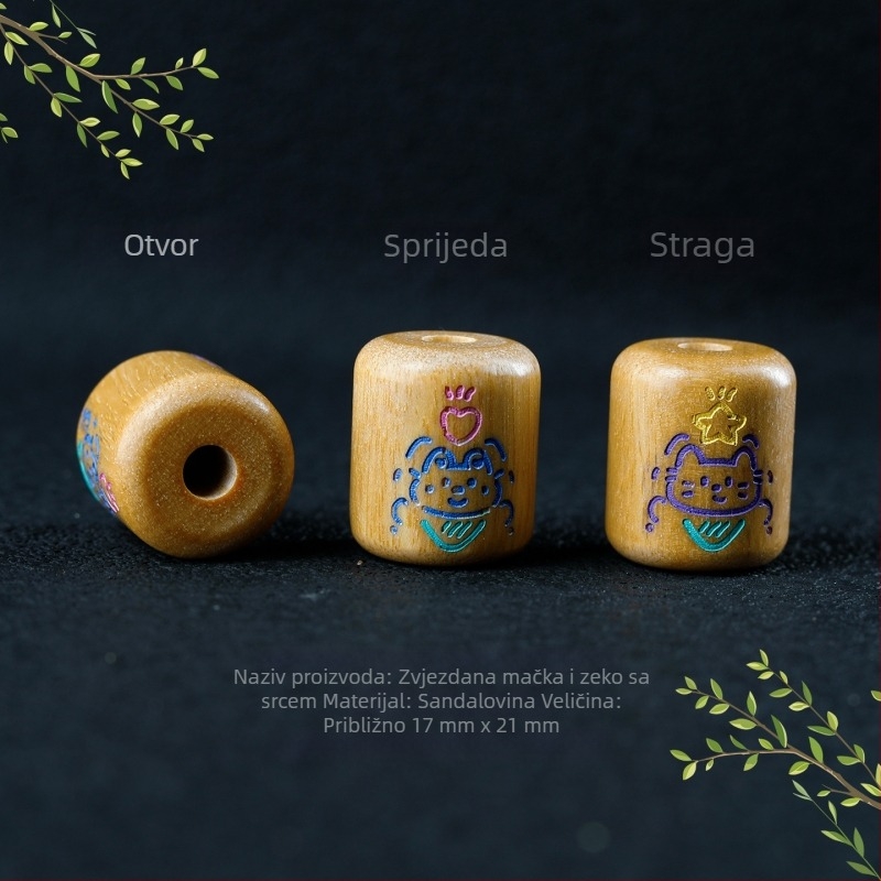 Perle od ebanovog drveta s kreativnim karikaturnim motivima za DIY nakit — drvene razdjelne perle, slatko oslikane perle, personalizirano