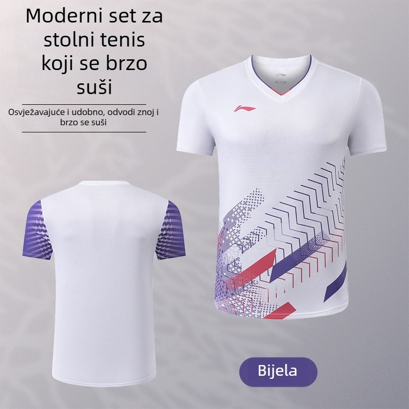 Brzo sušeća sportska odjeća za stolni tenis i badminton, unisex, kratkih rukava, trening i casual odjeća s otiskom