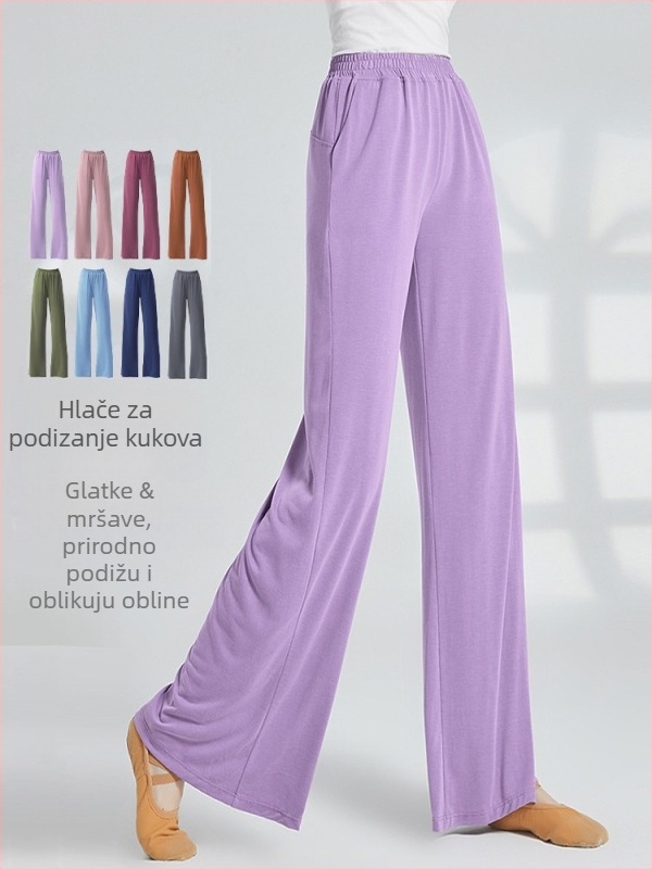 Pantalone za ples za odrasle žene, plus veličine, širokih nogavica, pogodne za klasični, etnički i moderni ples