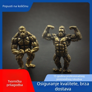 Nova mosazna orangutan skulptura – dekorativna figurica za hodnik, dnevni boravak i ured, stolni ukras, dar