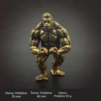 Nova mosazna orangutan skulptura – dekorativna figurica za hodnik, dnevni boravak i ured, stolni ukras, dar